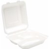 Bagasse 3 Compartment Meal Box - 9 Inch