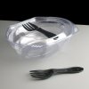 Clear PS Hinged Lid Oval Salad Containers With Sporks - 250cc